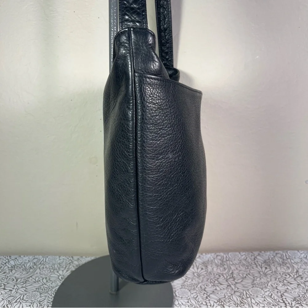 Vintage Libaire Black Leather Shoulder Bag Made in USA Pebbled Leather Purse